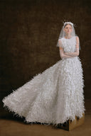 WHITE PLAN • Angelina Feathered Taffeta Couture Bridal Gown