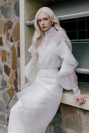 Lindsay Organza Ruffle High-Neck Shirt for women, from WHITE PLAN, The Viet Concept
