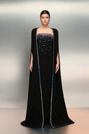 Maha Crystal Embellished Crepe Gown With Latifa Cape for women, from 21SIX, The Viet Concept