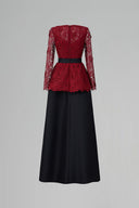 Regal Dark Red French Lace Queen Anne A-Line Gown for women, from IHF ATELIER, The Viet Concept 