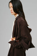 Brown Twill Peach Finished Double-Layer Cuff Oversized Shirt for women, from LECIA, The Viet Concept 
