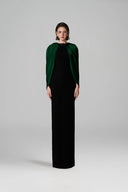 Élance Black Cape Sleeve Column Gown With Silk Bow for women, from IHF ATELIER, The Viet Concept