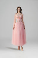 Daria Floral Embellished Glitter Tulle A-Line Midi Dress for women, from JOSEPHINE, The Viet Concept