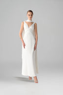 Aria Silk Scarf-Draped Pleated Gown for women, from DANG PHONG DESIGNER, The Viet Concept
