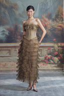 LINH PHUNG • Tiffany Couture Ruffled Taffeta Corset Maxi Dress