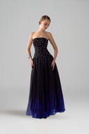 Noble Ombre Draped Satin Organza Evening Gown for women, from DANG PHONG DESIGNER, The Viet Concept