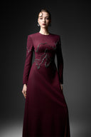 GVLUX • Noir Wave Embellished Silk Denim A-Line Gown