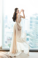 DO LONG • Insecta Ivory Floral Neckline Midi Dress
