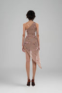 Brown Amari One-shoulder Mini Dress for women, from Huelley Rose, The Viet Concept 