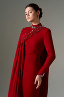 Shirin Crystal-Embellished High-Neck Crepe Evening Gown for women, from 21SIX, The Viet Concept
