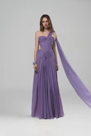 Fiora Purple Chiffon Cape Evening Gown for women, from JOSEPHINE, The Viet Concept