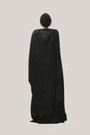 Black Quyen Trapezoid Boat Neck Satin Maxi Dress for women, from TINH, The Viet Concept 