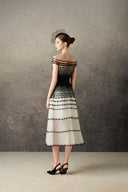 ROSEE de MATIN • Black-White Bow Midi Dress