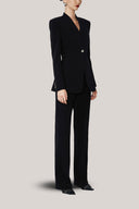 Madarin Structured Lapelless Twill Blazer for women, from HOBB, the Viet Concept 