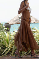 Yuli Étoile Draped Silk Dress for women, from HUELLEY ROSE, The Viet Concept