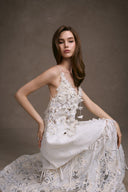 KEIRA TONG • Floral Vine Embroidered Lace Gown