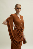 Marly Dress Double Draped Cape Knit Gown for women, from JENNY K TRAN, The Viet Concept