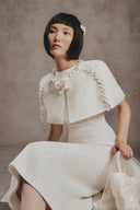 Mara Ivory Tweed Layered Midi Dress for women, from WHIT PLAN, The Viet Concept 