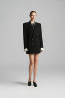 Noir Crystal Embellished Oversized Twill Blazer for women, from IHF STUDIO, from The Viet Concept 