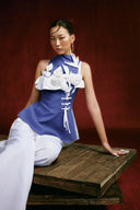 Bach Uyen Handcrafted Floral Linen Structured Top for women, from Keira Tong, The Viet Concept