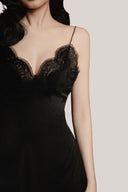 Black Pura Embroidered Bust With Lace Nightgown for women, from DORO, The Viet Concept 