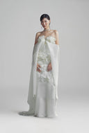 LINH PHUNG • Nicolette 3D Floral Cape Sleeve Chiffon Bridal Gown