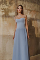 L' SCARLETT • Blue Crystal Floral Embellished Poly Crepe Maxi Dress