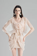 Cream Asymmetrical Wrap Top for women, from Must Have, The Viet Concept 