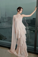 THÉSONG • Ivoire Clair Ruffled Chiffon Evening Gown