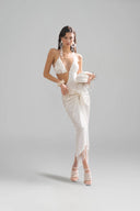  Nacre Embellished One-Piece Luxury Swimsuit & Silk Pareo Set for women, from SEXYM, The Viet Concept