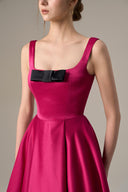 Pink Silk Taffeta A-Line Gown With Square Neckline for women, from IHF ATELIER, The Viet Concept