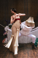 HUELLEY ROSE • Moon Crystal-Tassel Stretch Mesh Maxi Dress