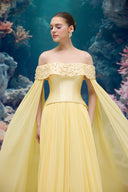 Celestine Pearl Off-Shoulder Cape Gown for women, from 21SIX, The Viet Concept
