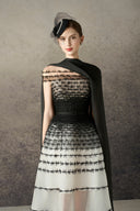 ROSEE de MATIN • Black-White Bow Midi Dress