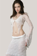 White Donna Del Mare Stretch Lace Set for women, from La Vierge, The Viet Concept 