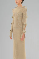 Gold Shimmer Corset Maxi Dress for women, from HAYTAN, The Viet Concept 