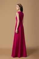 Luxury Pink Crepe de Chine Queen Anne A-Line Crystal Evening Gown for women, from IHF ATELIER, The Viet Concept 