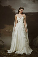 LINH PHUNG • Thalia Crystal-Embellished Chiffon Cape Evening Gown