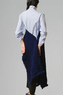 White-Blue Pinstripe Aegean Cotton Pinstripe Gathered-Cuff Shirt for women, from LECIA, The Viet Concept 