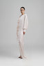 Xoxila Asymmetric Flower Applique Silk Satin Floor Length Dress for women, from Ha Thanh Viet, The Viet Concept 