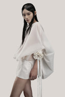 Carp Blouson Boat Neck Chiffon Mini Dress for women, from DAS LA VIE, The Viet Concept 