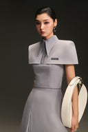 Cropped Cape-Shoulder Tailored Shirt for women, from Keira Tong, The Viet Concept