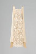 Ivory Jardin Embellished Lace Midi Column Dress for women, from IHF STUDIO, The Viet Concept