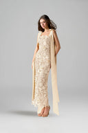 Ivory Jardin Embellished Lace Midi Column Dress for women, from IHF STUDIO, The Viet Concept