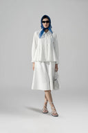 Dizzy Twill Cotton A-Line Babydoll Peplum Collar Shirt for women, from CAOSTU, The Viet Concept