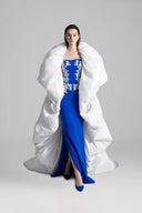 Azure Acanthus Embroidered Taffeta Evening Cape for women, from IHF ATELIER, The Viet Conccept