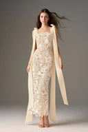 Ivory Jardin Embellished Lace Midi Column Dress for women, from IHF STUDIO, The Viet Concept