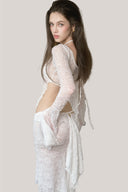 White Donna Del Mare Stretch Lace Set for women, from La Vierge, The Viet Concept 