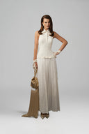 KEIRA TONG • Kodemari Bow Pleated Sequin Maxi Dress