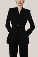 Madarin Structured Lapelless Twill Blazer for women, from HOBB, the Viet Concept 